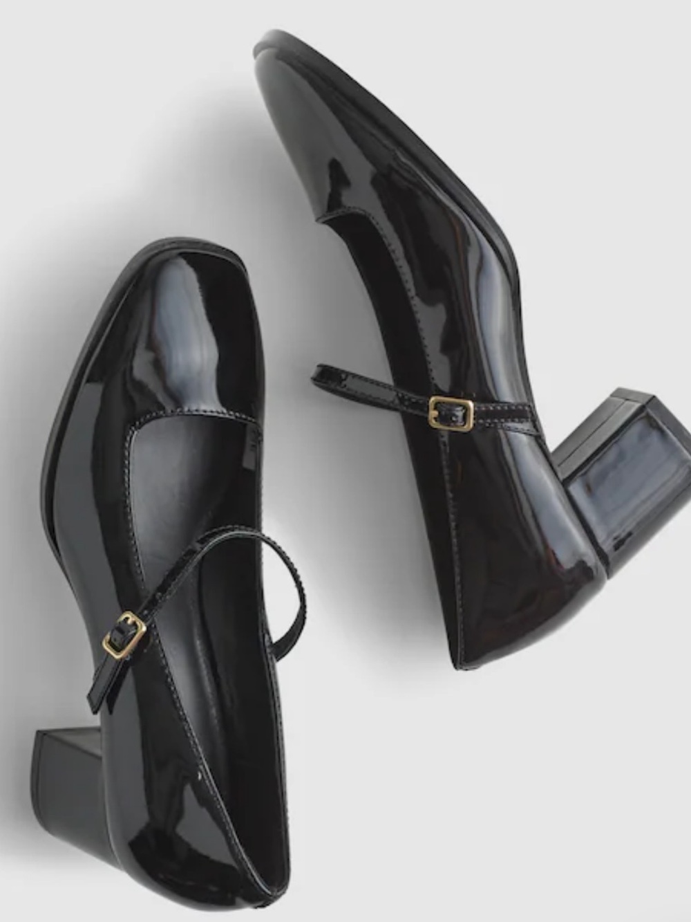 Madewell Black Patent Mary Jane Block Heel Pumps size 8 - Picture 4 of 12